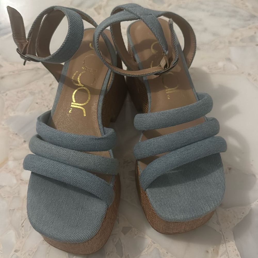 Sugar Light Blue Denim Platform Sandals
